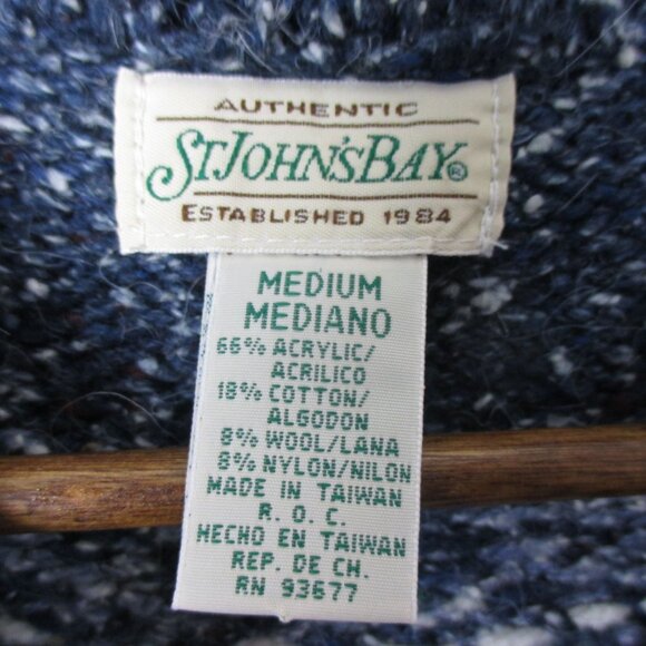 St John's Bay Knit Sweater Vest Blue Size M Vintage Wool Blend Preppy Chunky - Picture 5 of 5